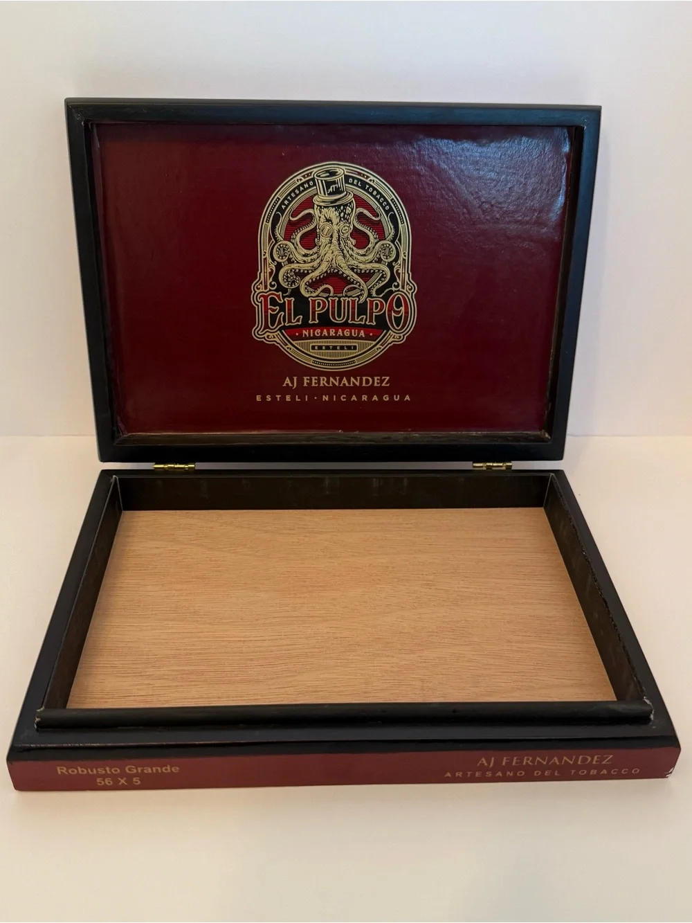 AJ Fernandez El Pulpo Toro Grande Empty Wooden Cigar Box